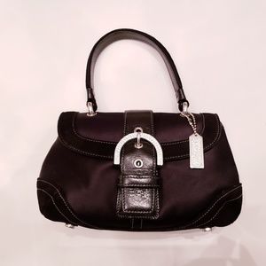 Coach Pave Madison 8975 Black Satin Handbag Purse